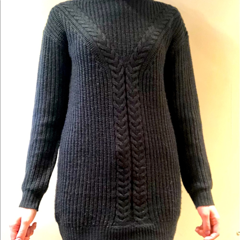 Black knitted sweater dress